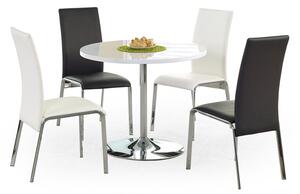 Okrúhly jedálenský stôl Omar - biely lesk / chróm