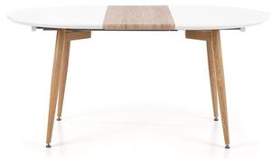 Rozkladací jedálenský stôl Edward - biely lesk / dub san remo