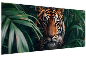 Obraz - Portrét tigra v džungli (120x50 cm)