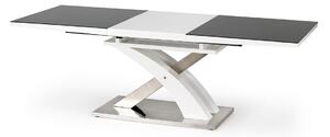Rozkladací jedálenský stôl Sandor 2 - čierny lesk / biely lesk / nerezová