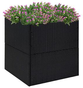 Záhradný kvetináč čierny 80x80x80 cm polyratanový