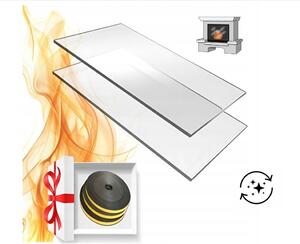 Krbové sklo 205x185 mm – samovoľne čistiace pyrolytické sklo, odolné teplu, do krbu a rúry, leštené, 20,5x18,5 cm