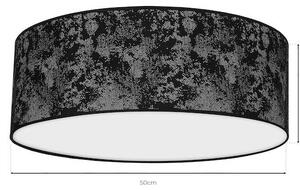 Stropné svietidlo Satino Round, 1x čierne/strieborné textilné tienidlo, (biele plexisklo), (fi 50 cm)