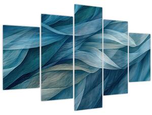 Obraz - Modrobiele vlnky (150x105 cm)