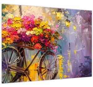 Obraz - Bicykel s kvetmi (70x50 cm)