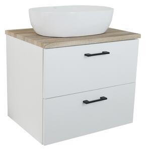 Comodo Kúpeľňová skrinka pod doskové umývadlo Agria NEW W 60-HD - biela/dub sonoma