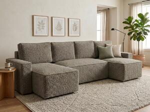 Rozkladacia sedacia súprava do U SMART BOUCLE 303x143 cm, sivohnedá