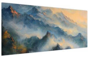 Obraz - Maľovaná horská krajina (120x50 cm)