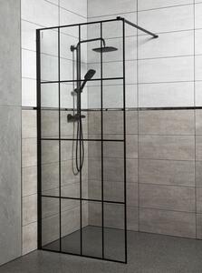 Novoterm Sprchová zastena Walk-in NV-Techno 100, čierna/transparent - bez vaničky