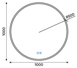 Nimco Čierne okrúhle LED zrkadlo pr. 1000 mm s dvoma dotykovými senzormi - ZPC 28004RVX-90
