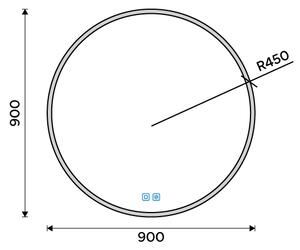 Nimco Čierne okrúhle LED zrkadlo pr. 900 mm s dvoma dotykovými senzormi - ZPC 28003RVX-90