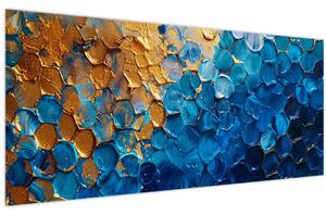 Obraz - Modrozlatá maľba (120x50 cm)