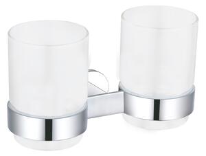 Slezák - RAV Dvojitý držiak kefiek sklenený YUKON - YUA0202CB, Biela/chróm