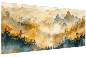 Obraz - Pohorie, akvarel (120x50 cm)