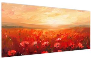 Obraz - Pole vlčích makov (120x50 cm)