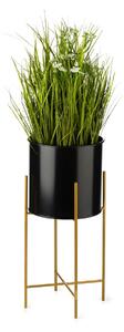 KOVOVÝ KVETINÁČ SO STOJANOM GLAMOUR 55X24 CM ČIERNA/ZLATÁ