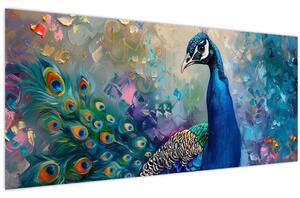 Obraz - Maľba páva (120x50 cm)
