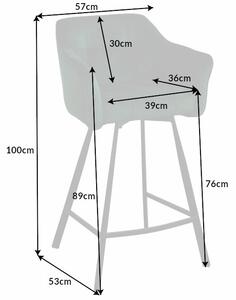 Dizajnová barová stolička s podrúčkami Giuliana 100 cm zelený zamat