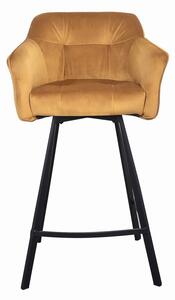 Dizajnová barová stolička s podrúčkami Giuliana 100 cm horčicový zamat