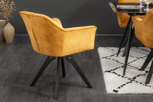 Dizajnová otočná stolička Giuliana horčicový zamat -