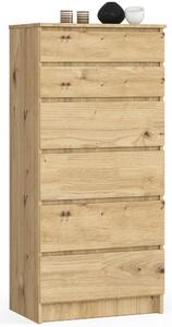 Ak furniture Komoda Kuba 60 cm - 6 zásuviek dub artisan