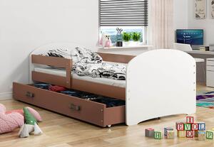 BMS Group LUKI Jednolôžková detská posteľ 160 x 80cm bielo hnedá