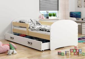 BMS Group LUKI Jednolôžková detská posteľ 160 x 80cm bielo prírodná