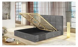 Čalúnená posteľ s úložným priestorom bez matraca 140x200 LINCOLN - sivá