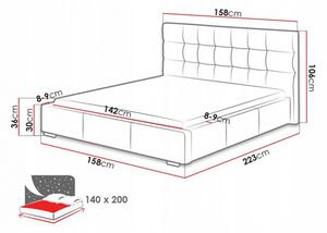 Posteľ s matracom a úložným priestorom 140x200 IRVINE SLIM 1 - čierna ekokoža
