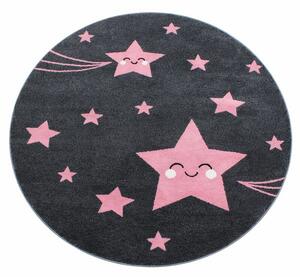 Ayyildiz , Kusový koberec Kids 610 pink kruh, 120x120 (priemer) kruh, ružová, detská izba
