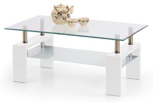 Sklenený konferenčný stolík Diana Intro - biely lesk / priehľadná / mliečna
