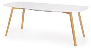 HALMAR Kajetan 135/185 rozkladací jedálenský stôl biela / dub medový