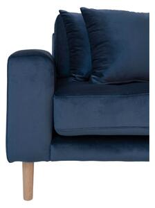 Dizajnová sedačka s otomanom Ansley tmavomodrý zamat - pravá