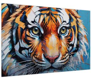 Obraz - Pohľad tigra, maľba (90x60 cm)
