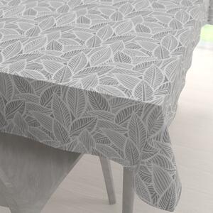 Biante Dekoračný obdĺžnikový obrus Leona LN-169 Biele listy na sivom 60x100 cm