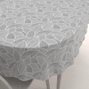 Biante Dekoračný oválny obrus Leona LN-169 Biele listy na sivom 80x120 cm