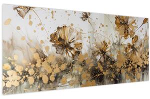 Obraz - Abstraktná kvetinová maľba (120x50 cm)