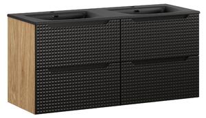 Comad Kúpeľňová skrinka s keramickým dvojumývadlom Luxor Black II 120 cm - čierna mat
