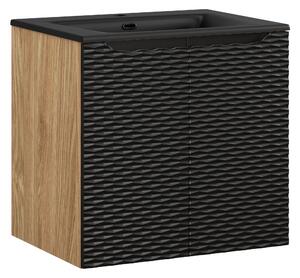 Comad Kúpeľňová skrinka s keramickým umývadlom Ocean Black 60 cm - čierna mat