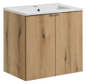 Comad Kúpeľňová skrinka s keramickým umývadlom Nova Oak II 60 cm - dub coast evoke