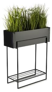 KOVOVÝ KVETINÁČ SO STOJANOM RECT 72X23X60 CM ČIERNA