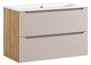 Comad Kúpeľňová skrinka s keramickým umývadlom Ocean Beige II 90 cm - béžová