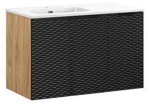 Comad Kúpeľňová skrinka s keramickým umývadlom Ocean Black 90 cm - čierna matná