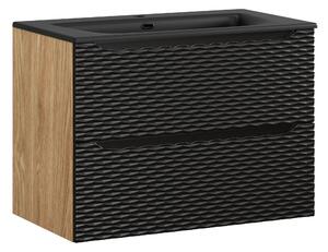 Comad Kúpeľňová skrinka s keramickým umývadlom Ocean Black 80 cm - čierna mat