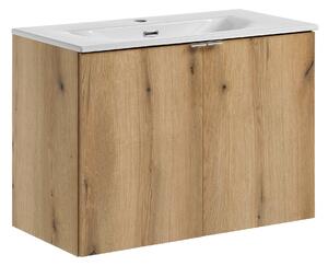 Comad Kúpeľňová skrinka s keramickým umývadlom Nova Oak 80 cm - dub coast evoke