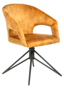 Dizajnová otočná stolička Age horčicovožltý zamat