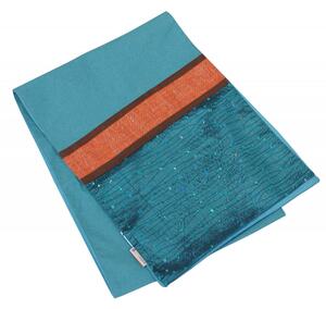 DECOREUM Modrý behúň na stôl so zdobenou textúrou 32x180 cm polyester