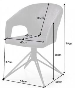 Dizajnová otočná stolička Age sivý zamat