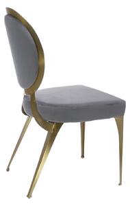 Čalúnená stolička zo sivého velúru na zlatom ráme 45/55/89 cm Cassari
