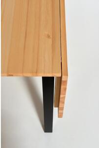 Borovicový rozkladací jedálenský stôl s čiernou konštrukciou Essentials Brisbane, 120 (200) x 70 cm